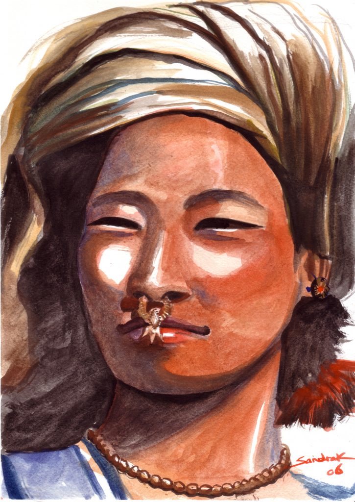 Belle Nepalaise watercolor on paper