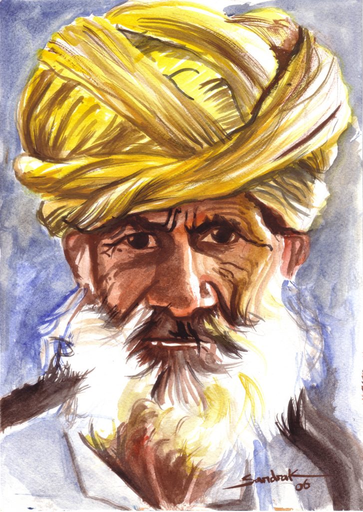 Indien au turban watercolor on paper